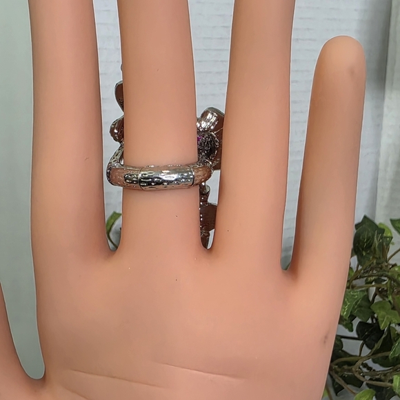 Statement Pink Rose Flower Stretch Ring - Picture 8 of 8